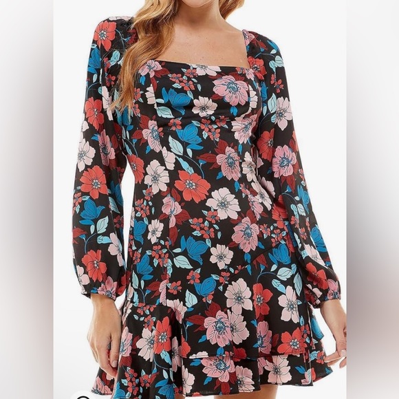 City Studio Dresses & Skirts - City Studio NWT Black Floral Juniors Tiered Mini Fit & Flare Dress Size 7